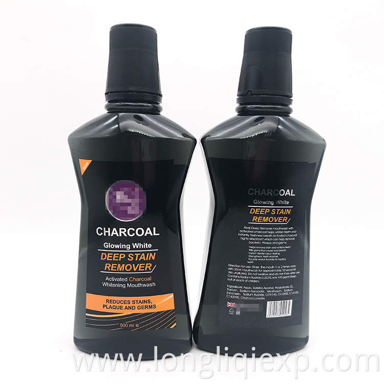 Deep stain remover activated charcoal whitening mouthwash 500ml